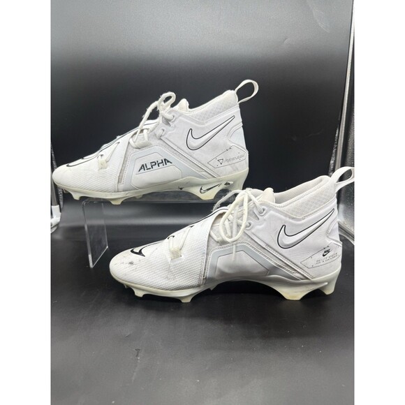 Nike Alpha Menace Pro 3 Football Cleats White Black CT6649-109 Mens Size 12 EUC - Picture 2 of 7